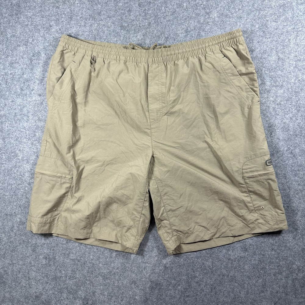 Magellan Lake Travis Cargo Shorts 3XL Khaki Nylon Mesh Lined Utility